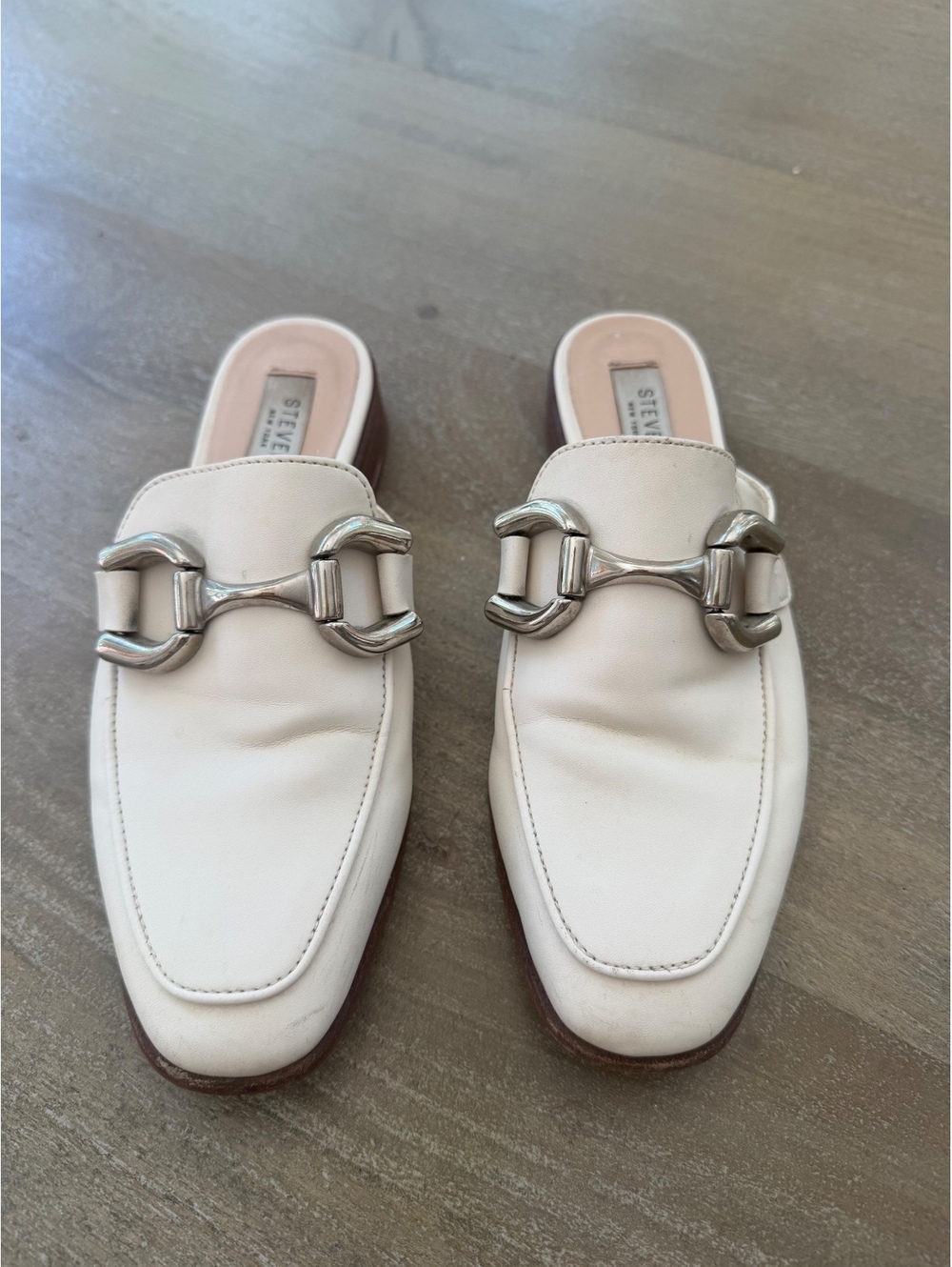 Steven by Steve Madden White Leather Mule Loafers Women’s Size 6 Slip-On